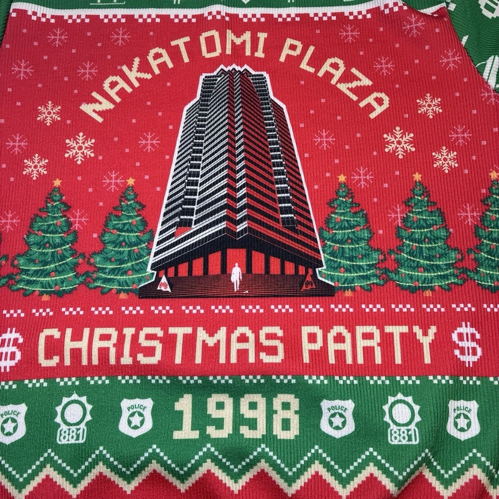 Die Hard Ugly Christmas Sweater Nakatomi Plaza Christmas Party 1998 Mens Medium - Picture 3 of 11